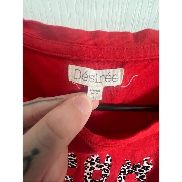 Desiree Red “Fierce” Graphic T-Shirt With Leopard Print Design - Picture 3 of 5
